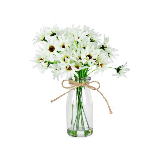 Artificial White Chrysanthemum in Glass Vase NEW Plants & Pots