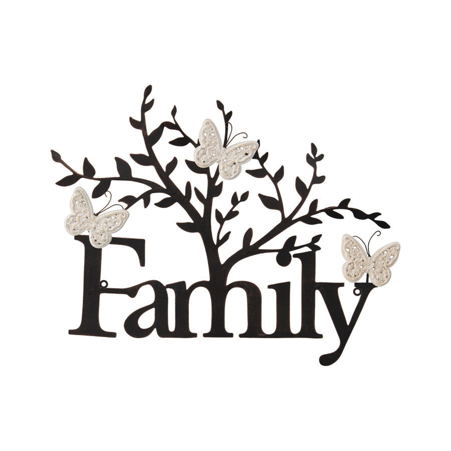 Laser-Cut Family w/ White Butterflies Wall Art 51x2.5x41cm