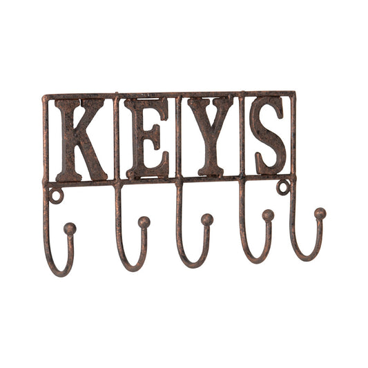 Cast-Iron 'Keys' w/ 5 Hooks 21.5x5x13.5cm