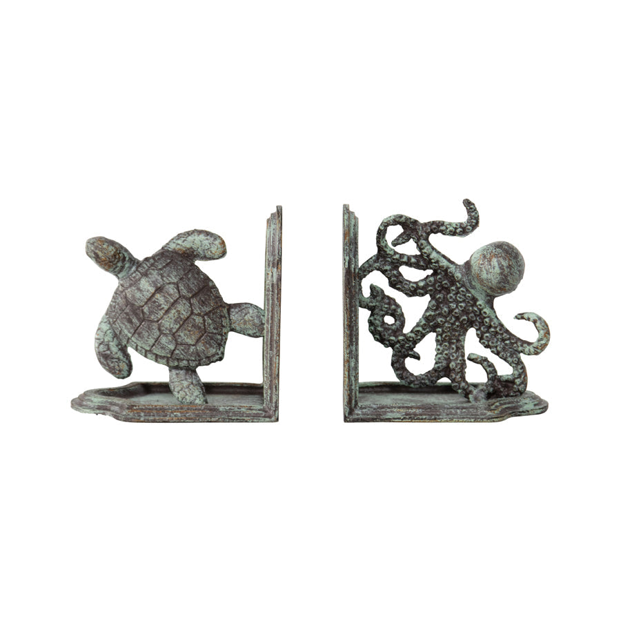 Cast-Iron Octopus & Turtle Book-Ends Set 10.5x7.5x12cm x2