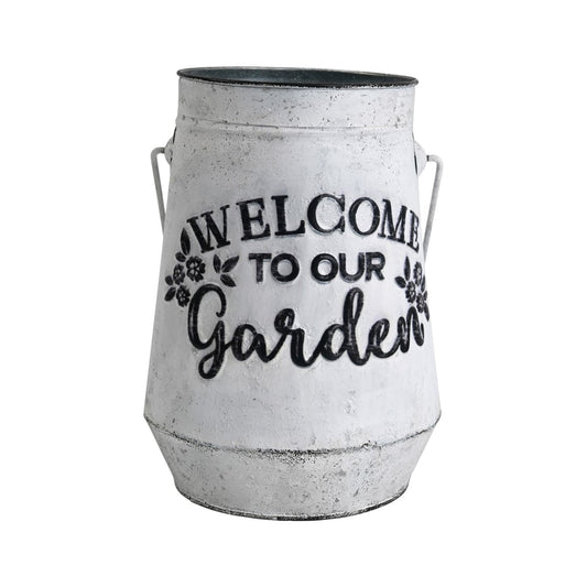 Welcome To Our Garden Planter - Distressed White