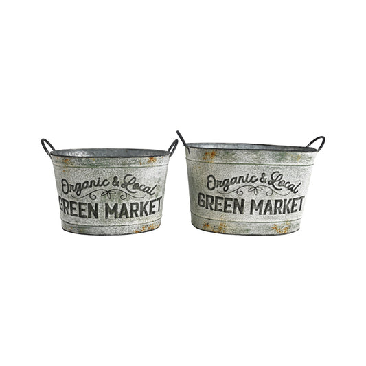 Organic & Local Green Market Planter Buckets - Set of 2