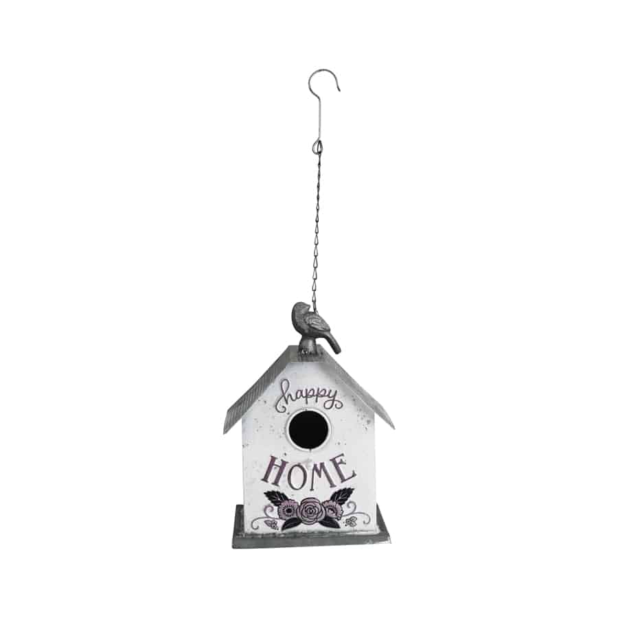 Happy Home Hanging Birdhouse - White/Grey