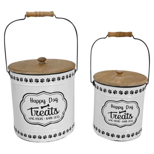 Set/2 Nested Happy Dog Treats Tins w/ Lid 24x27/19.5x22.5cm