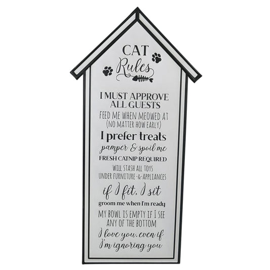 Cat Rules Wall sign 33x66cm