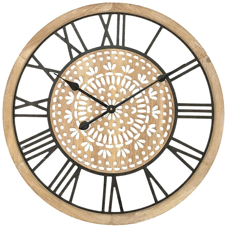 XL Carved Industro-Hamptons Wall Clock 60x5cm