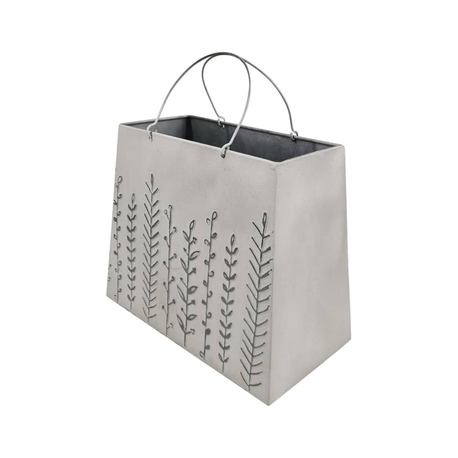 Distressed White Handbag Planter 30.5x16x25-33cm