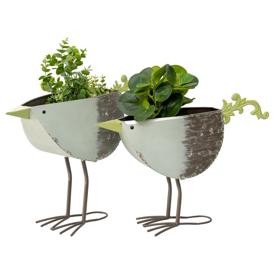 Set/2 Nested Green Bird Planters / Storage 49.5x13.5x36.5/45x15x39cm