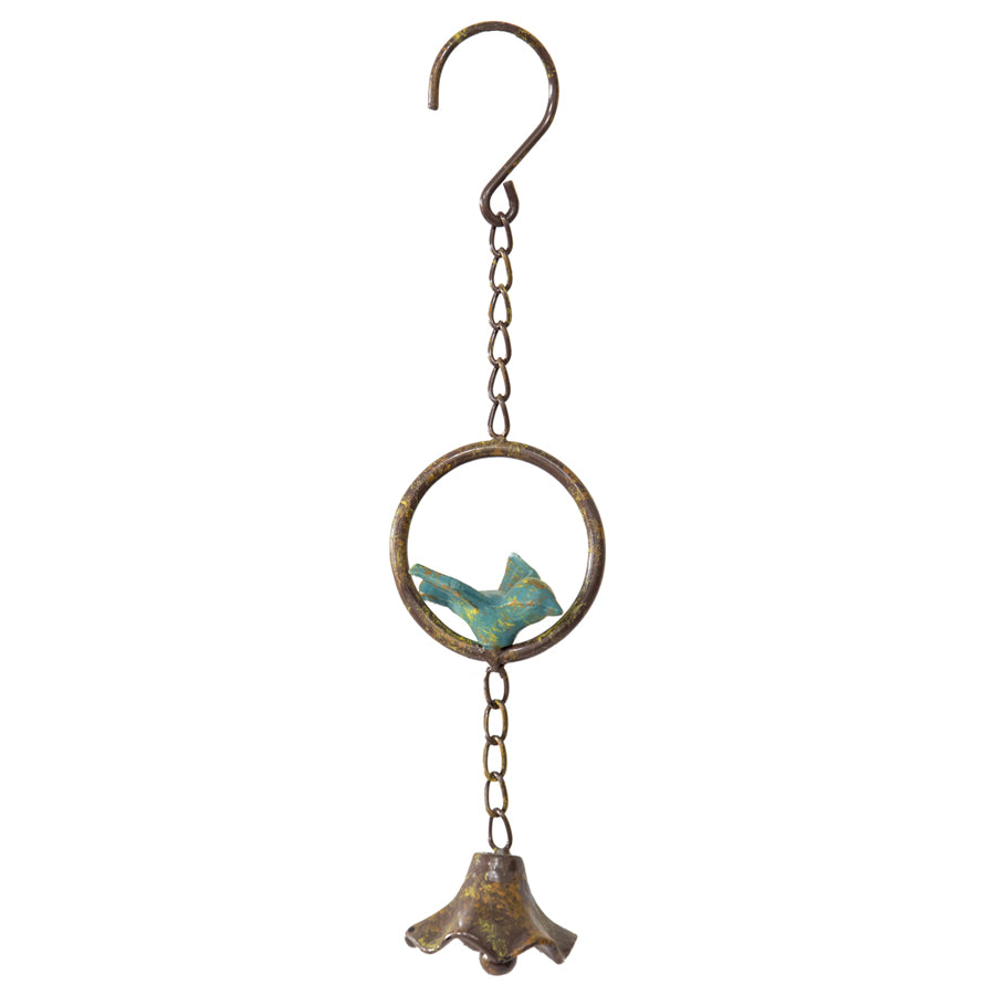 Cast-Iron Hanging Bluebird in Ring w/Bell