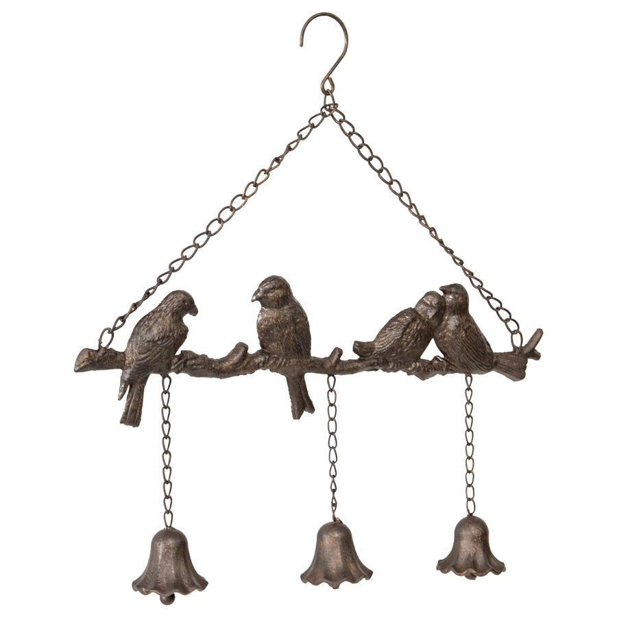 Hanging Lovebirds on Branch w/3 Bells 47x6x49cm