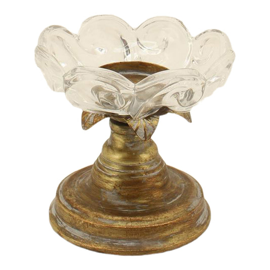 Lustre & Glass Lotus Pillar Candle Holder 16x14.5cm