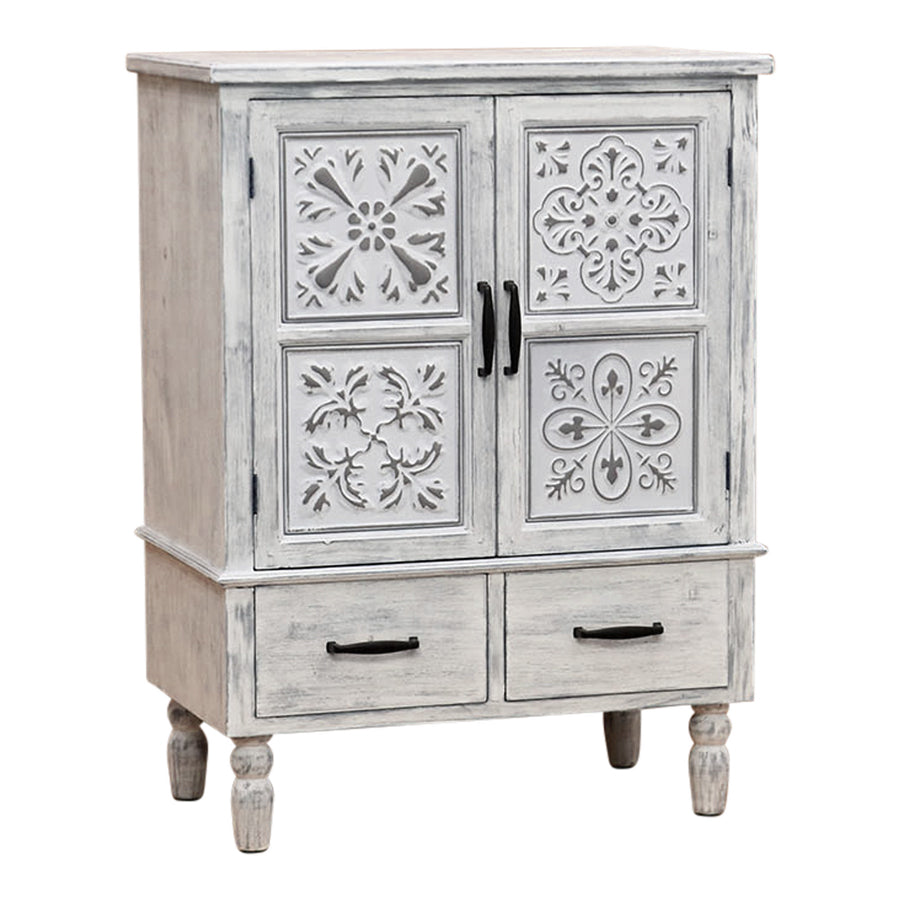 Hamptons Panel Double Door & Drawer Cabinet 65x38.5x87.5cm