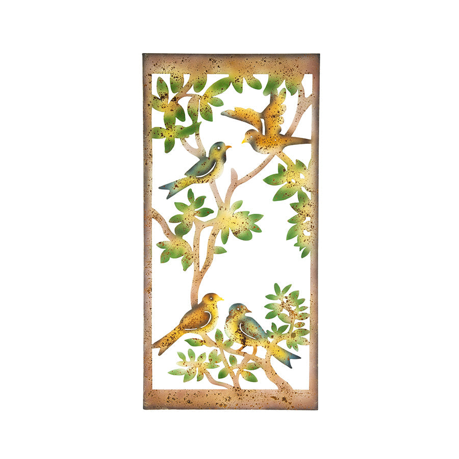 Laser-Cut Colourful Birds on Branches Wallart 45x0.6x90cm