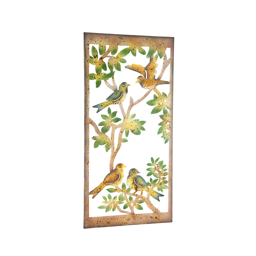 Laser-Cut Colourful Birds on Branches Wallart 45x0.6x90cm