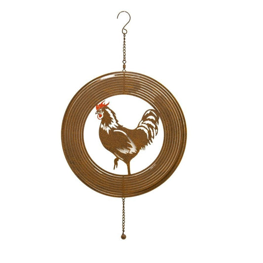 Rust Hanging Chook Spinner w/Chains + Hook 30x30x56cm