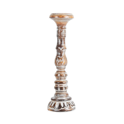 Tall Hand-Carved Embellished Pillar Candleholder 40cm