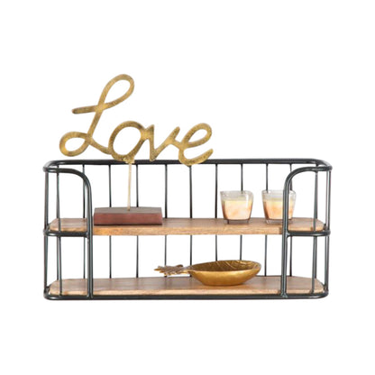 Industro-Mangowood Wall Shelf 64x17x30cm