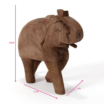 Cracked Finish Mango Wood Elephant 18x7x16cm