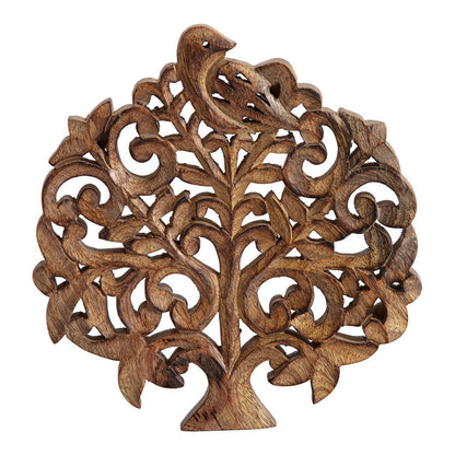 Handcrafted Mango Wood Tree-of-Life Trivet 20x20x2cm