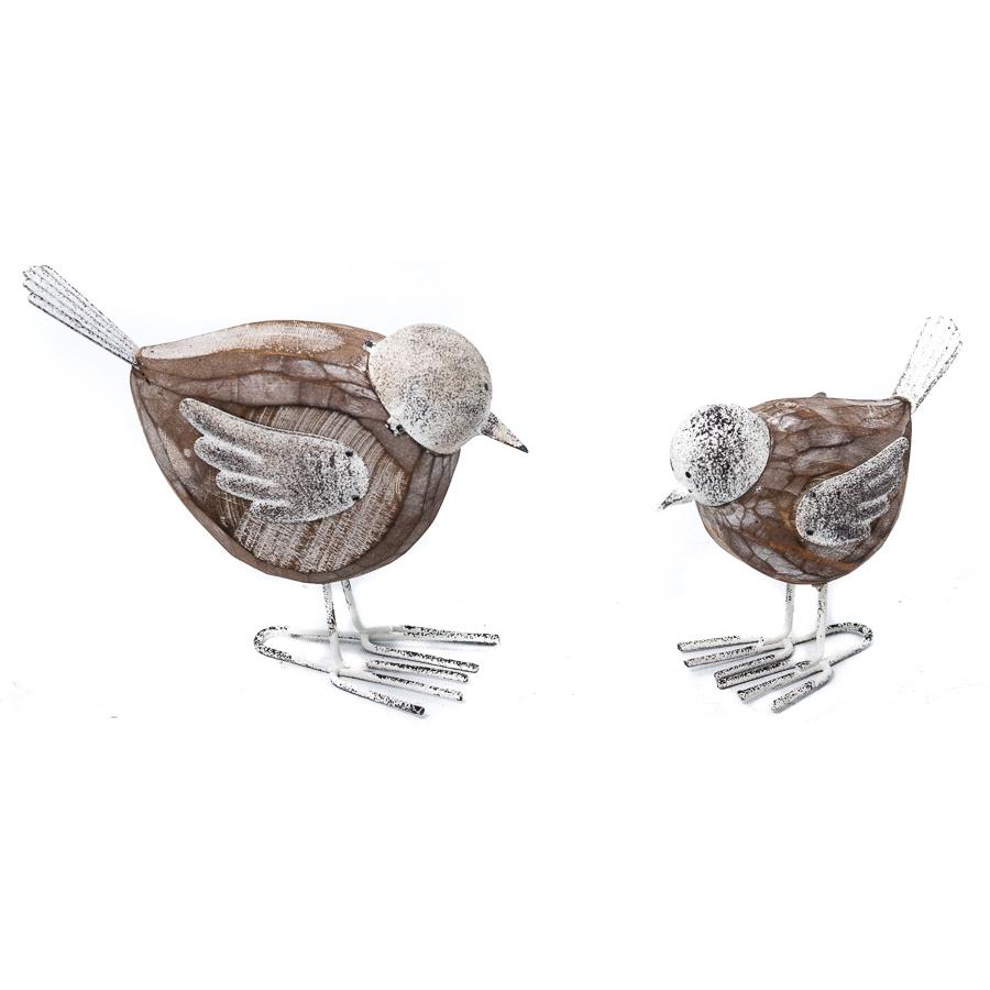 Set/2 Mother&Baby Bird-Wood/Metal