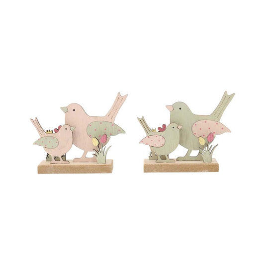 Set/2 Asst Glam Bird Family in Garden 14x5x15cm