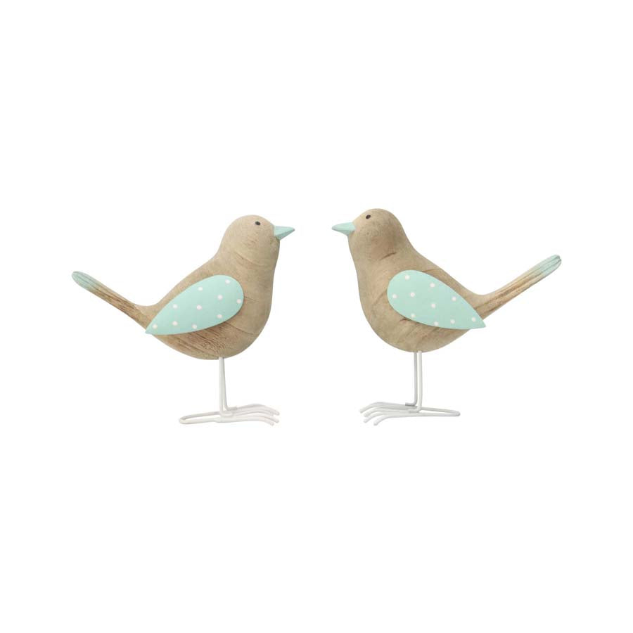 Set/2 Asst Shabby Birds w Green 14x6x13cm