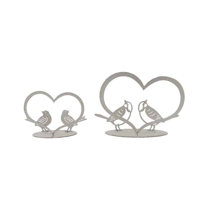 Set/2 Asst Size Lovebirds w/Heart on Base 20x5x13/15x4.5x9cm