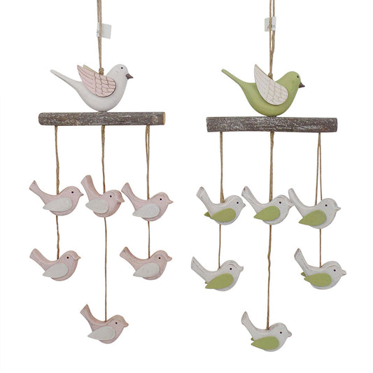 Set/2 Asst Pastel & Rustic Birds Mobiles 14.5x2.5x42cm