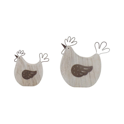 Set/2 Mum & Child French Country Chooks 17x3.5x16.5/12.5x3.3x12.5cm