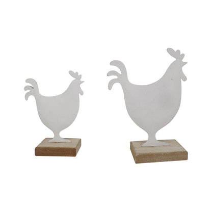 Set/2 Dad & Son French Country Roosters on Base 14x4.5x19/10.5x4x14.5cm