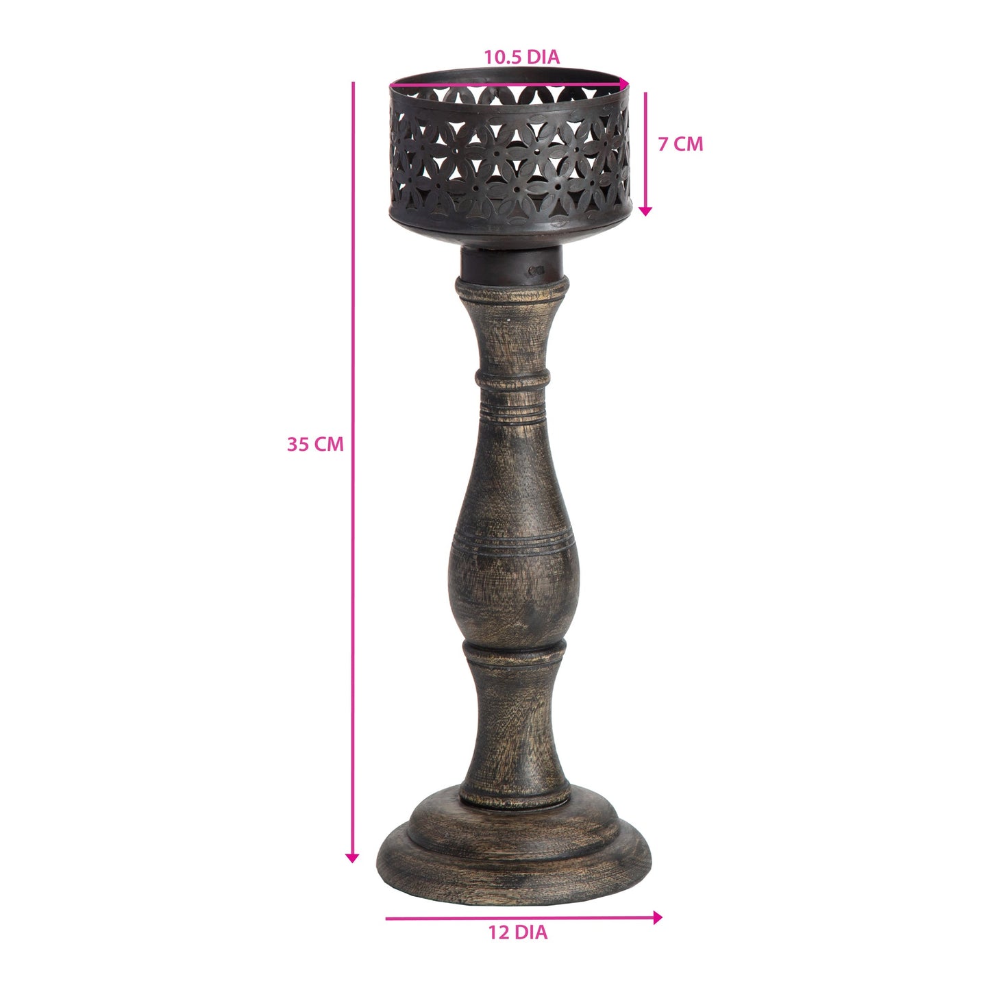 Handcrafted Ornate Baroque Pillar Candleholder 12x35cm