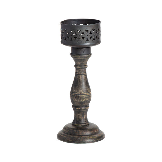 Handcrafted Ornate Baroque Pillar Candleholder 11x26cm