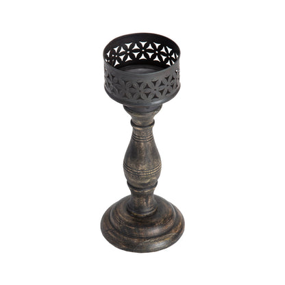 Handcrafted Ornate Baroque Pillar Candleholder 11x26cm