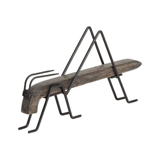 Handcrafted Wood & Iron Decorative Grasshopper 26.5x5x14.5cm