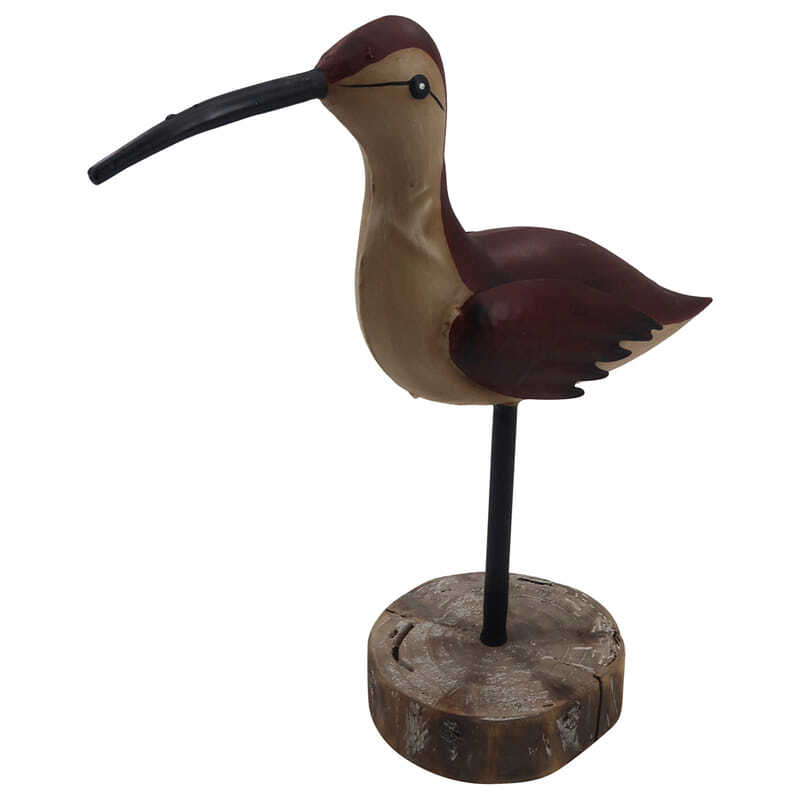 Bird w/ Brown Plumage + Wood base Ornament 29x10.5x31cm