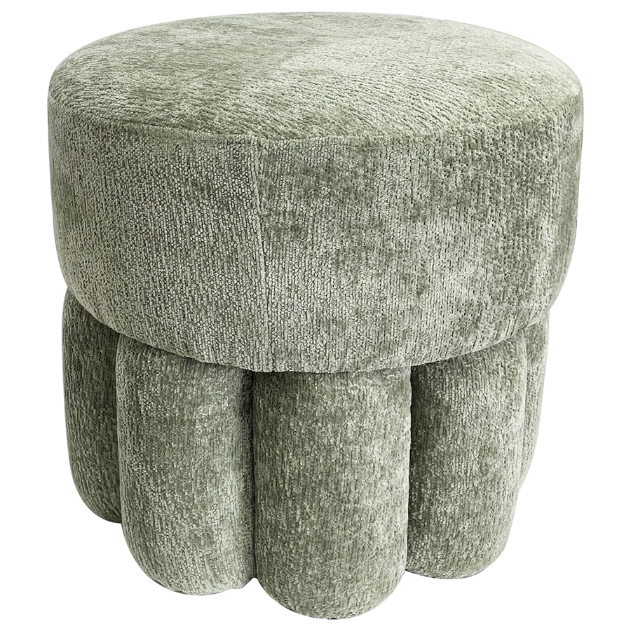 Plush Sage Fabric Ottoman/ Stool 45x45x42cm