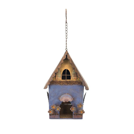 Rusty Hanging Blue Birdhouse