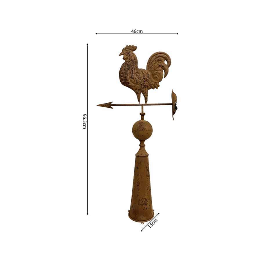 Rust Rooster Weather Vane 46x15x97cm