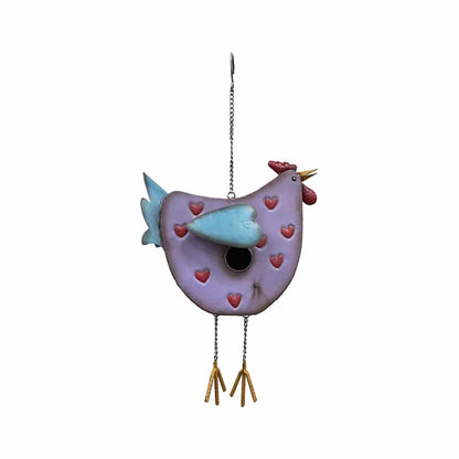 Hanging Chook Birdhouse w/Hearts 26x13x52cm