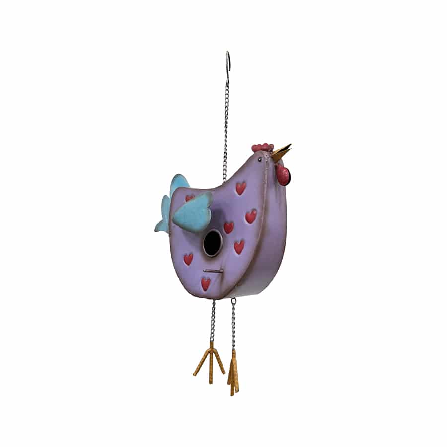 Hanging Chook Birdhouse w/Hearts 26x13x52cm