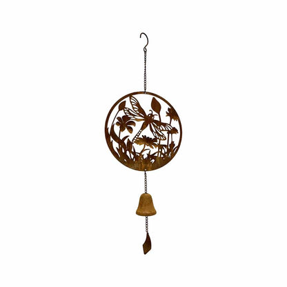 Rust & Colour Dragonfly Bell Hanger 23x6x46-63cm