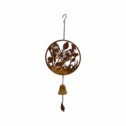 Rust & Colour Butterfly Bell Hanger 23x6x46-63cm