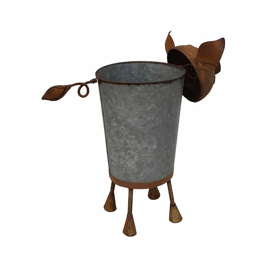 Rusty Pig Planter w/ Galv Pot 35x21x36cm