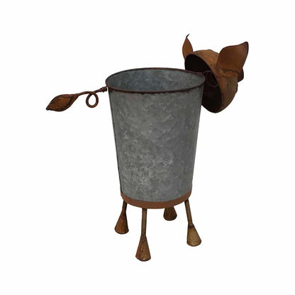 Rusty Pig Planter w/ Galv Pot 35x21x36cm