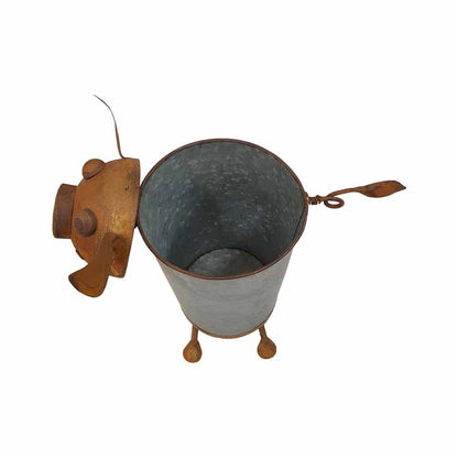 Rusty Pig Planter w/ Galv Pot 35x21x36cm