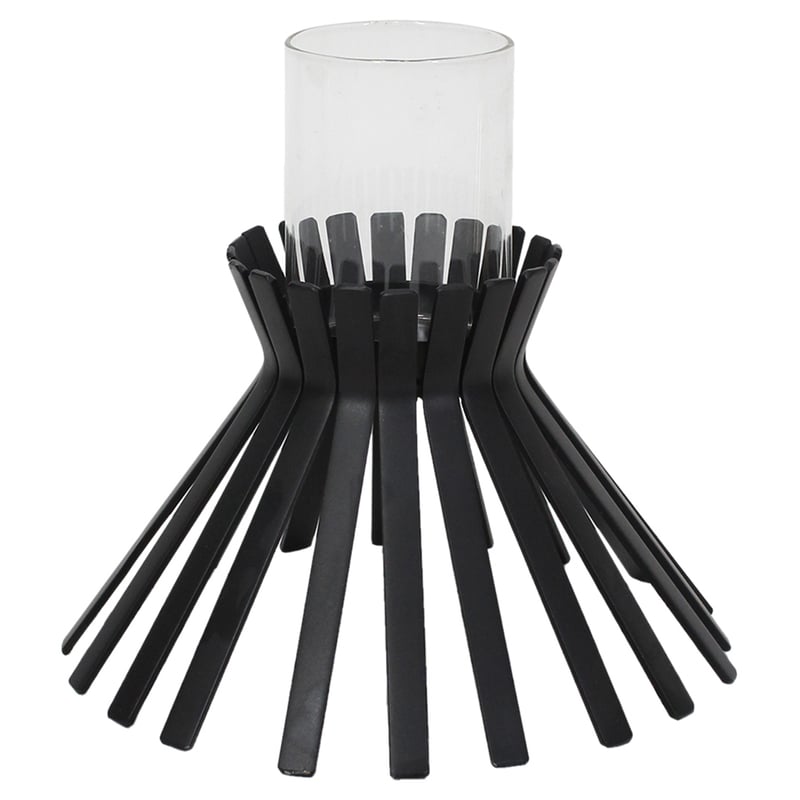 Eclipse Slatted Pillar Candleholder 23x21cm