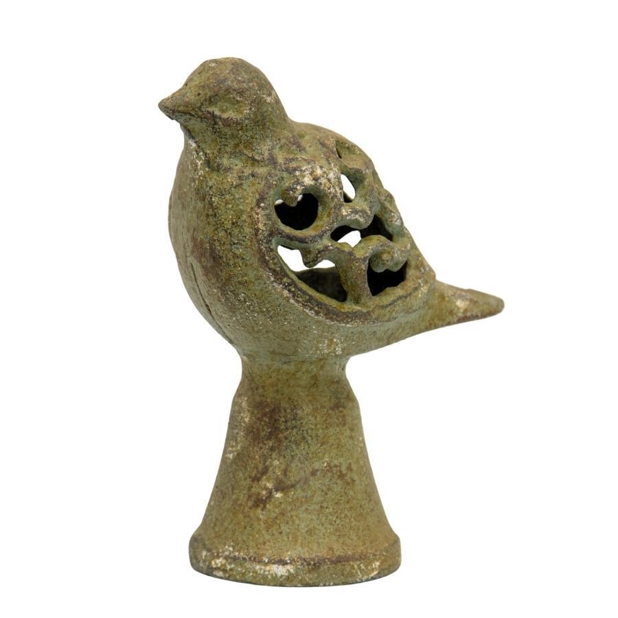 Aged Cast-Iron Bird on Base Decoration 10.5x6x14cm