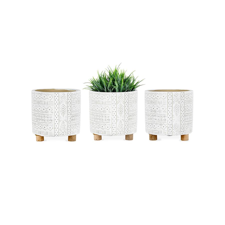 Set/3 Hamptons Free-Hand Potplanters w/Legs w/Hole & Plug