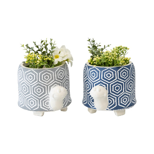 Set/2 Asst Tortoise Planters w/Hole & Plug 16x12.5x11.5cm