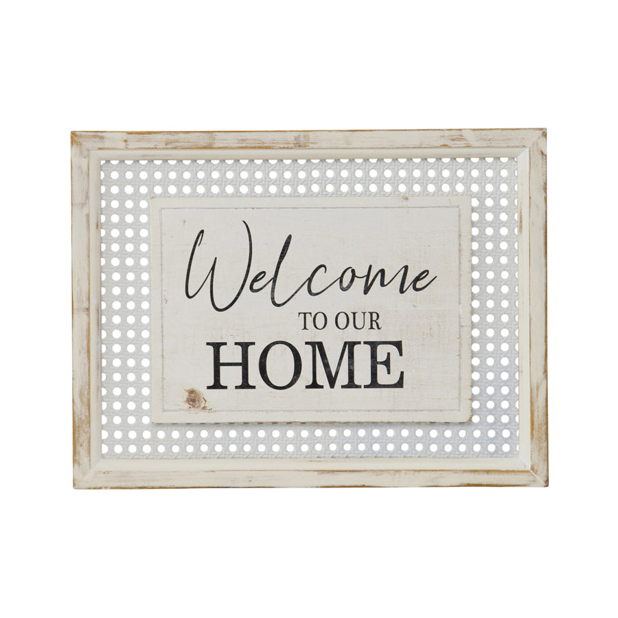 Hamptons Style 'Welcome to our Home' Wall Art 40x2.5x30cm